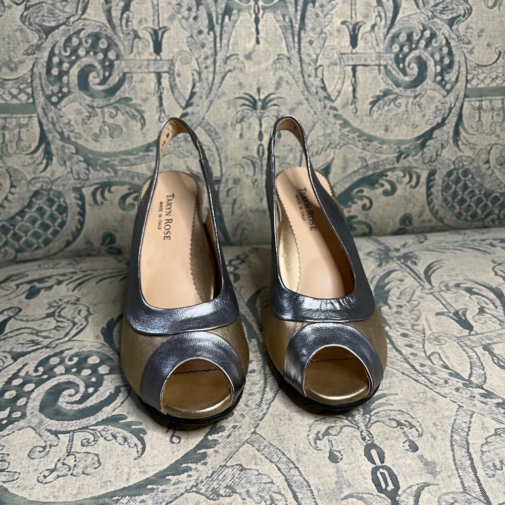 Women's Metallic Peep-Toe Heels
